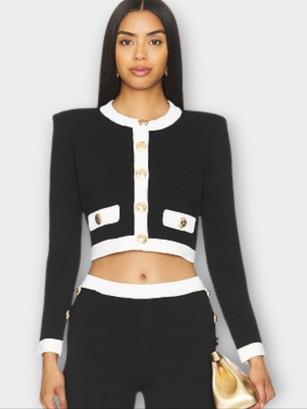 RETROFETE Moore Bandage Knit Jacket Blazer Cardigan Black White XL - Picture 16 of 16